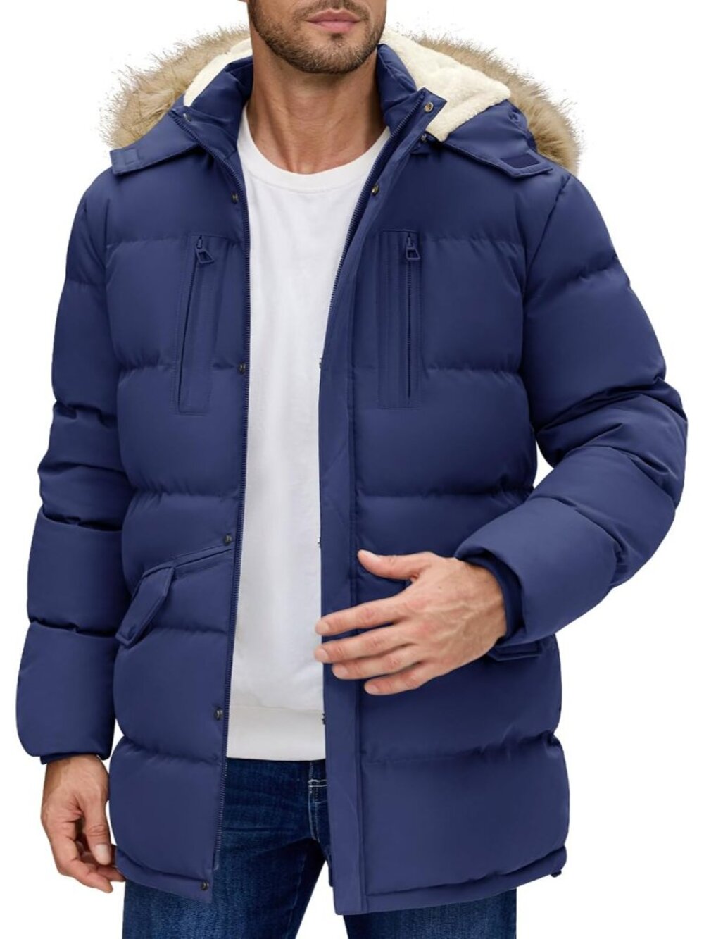 Men's Long Winter Coat Warm Thicken Water Resistant Jacket Fleece Windproof Park